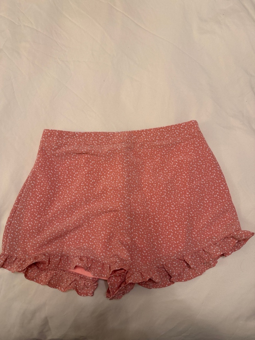 Sage Pink Floral Ruffle Hem Skort Shorts